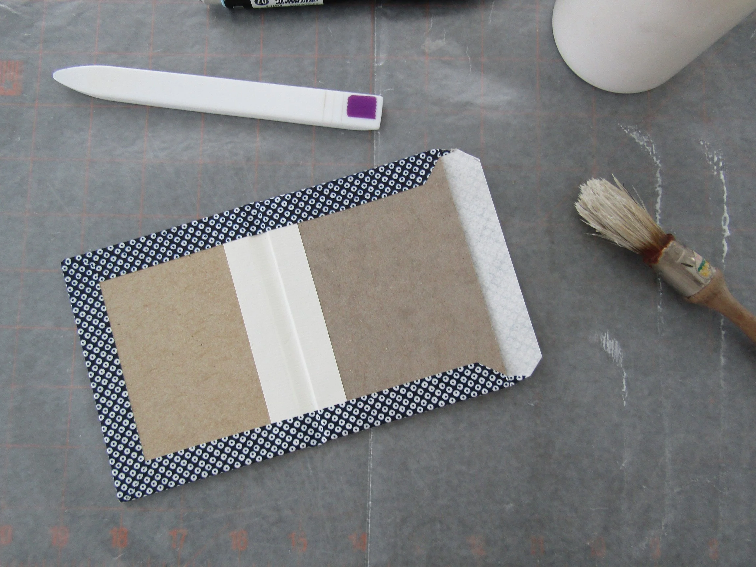 I chose a delicate pattern in a Japanese paper for the covers. The blues were exactly what I wanted to match the blues of the garden prints.