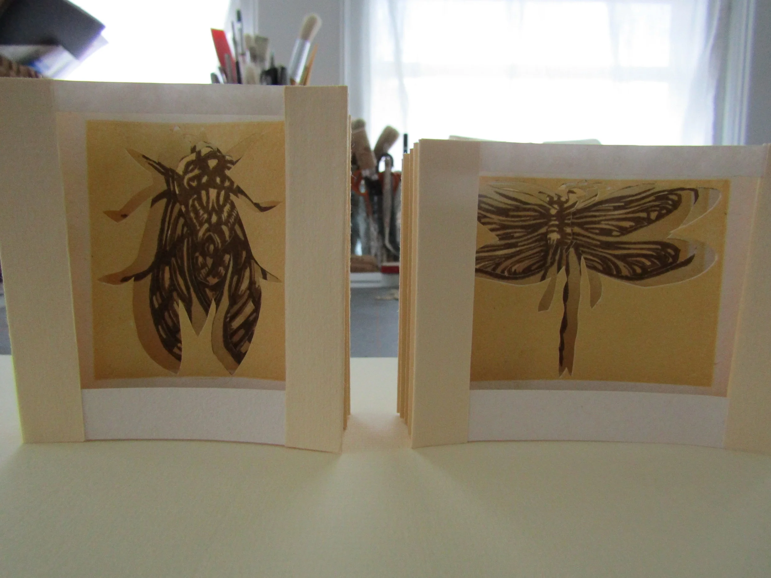 Here are the completed cicada and dragonfly tunnel books.