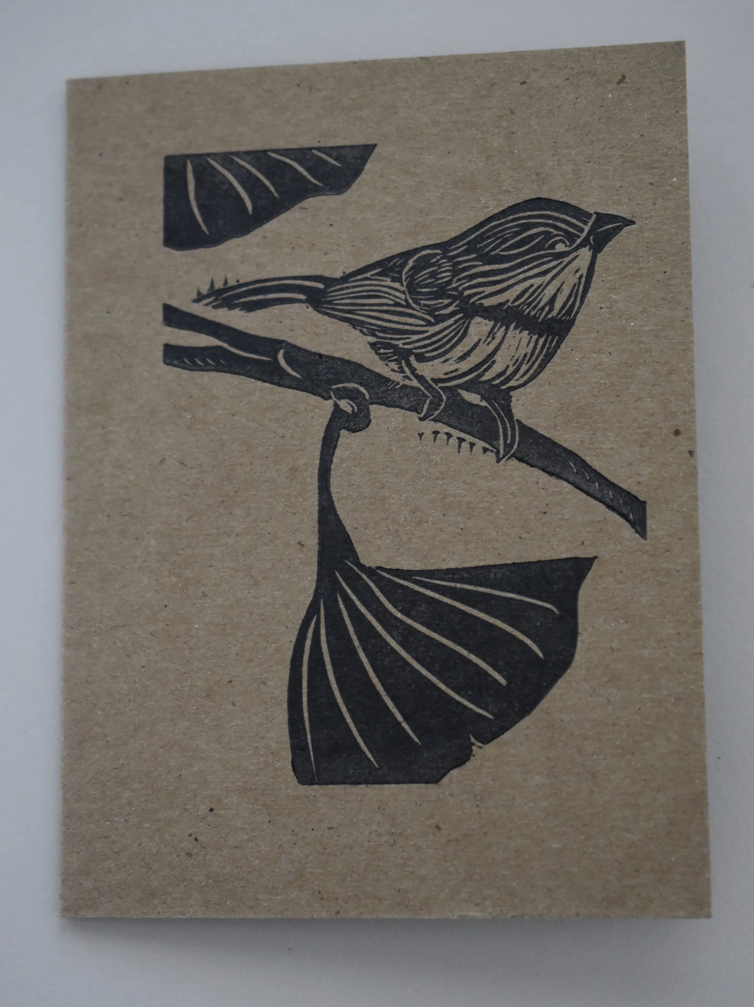 Chickadee in Ginkgo, 5.5”x4”.