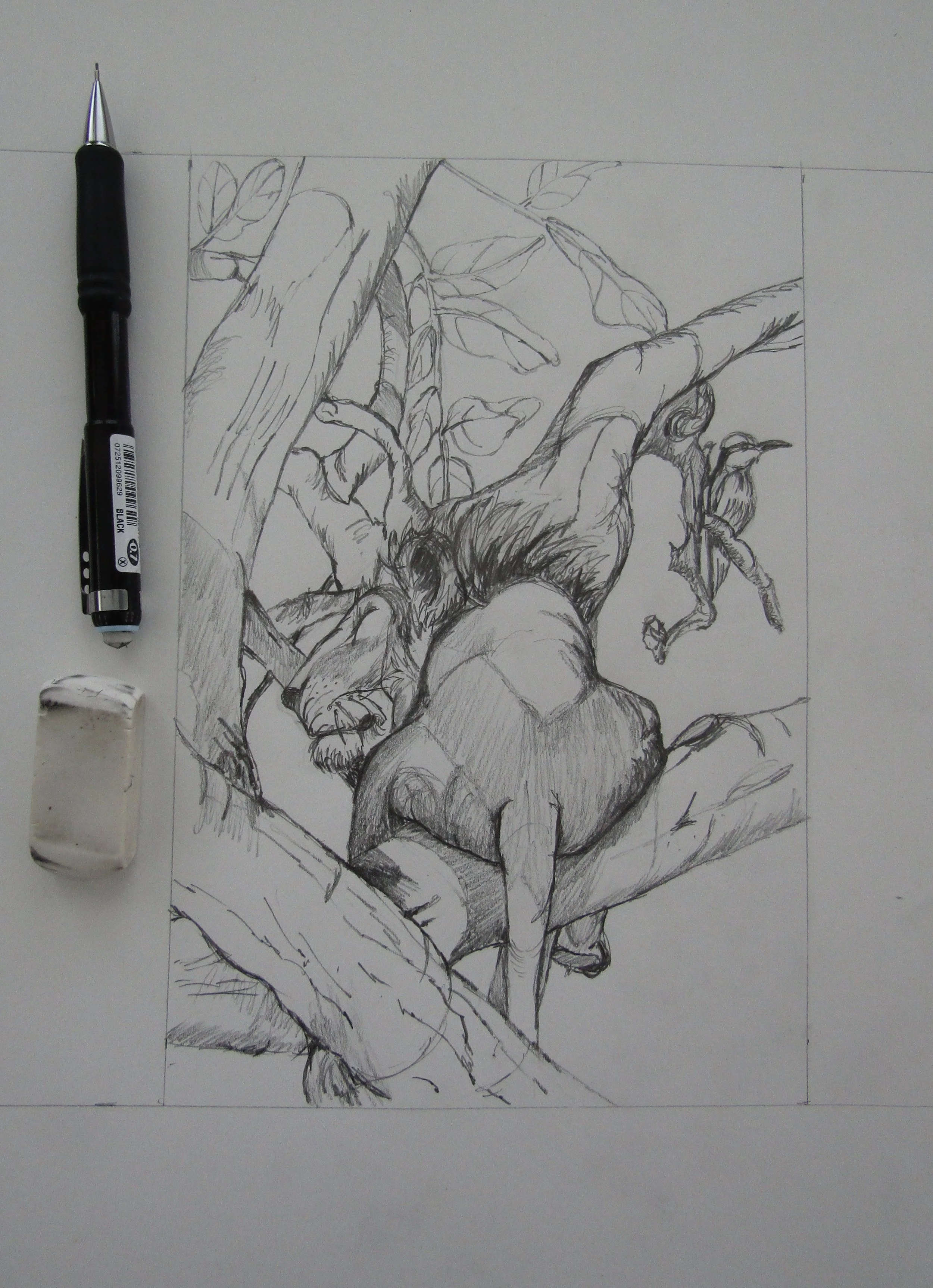 Pencil drawing used as the ‘foundation’ of the print.