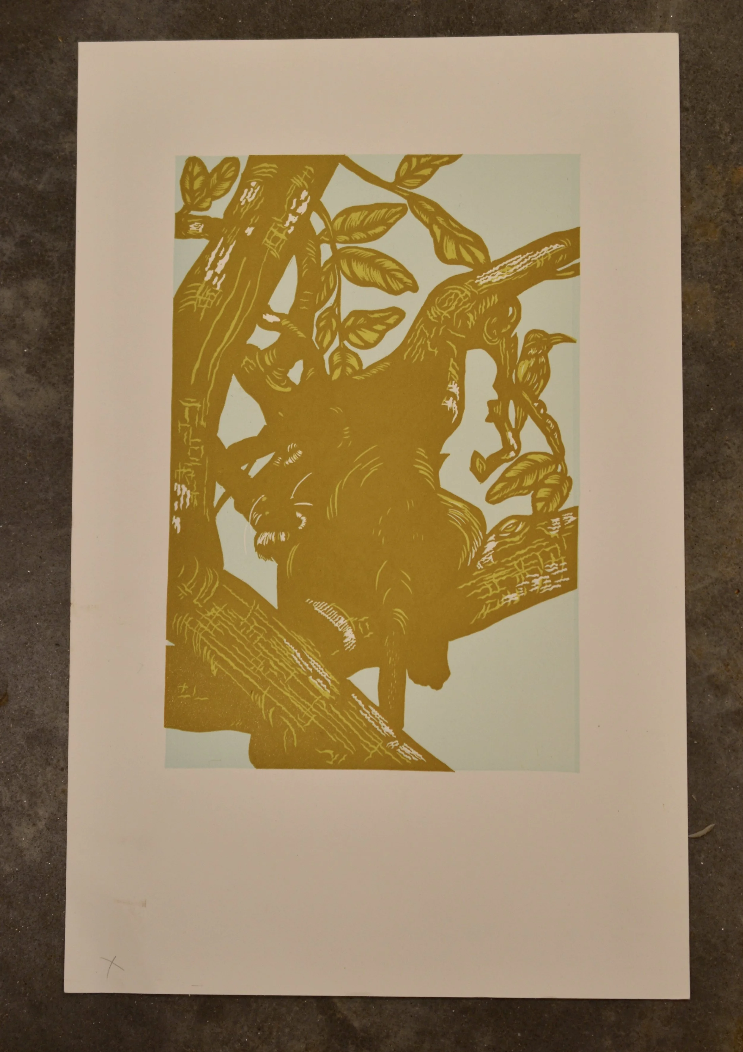 I kept some of the green on the tree, leaves, and bird. I actually believe the image is strengthened by the addition of this additional color.