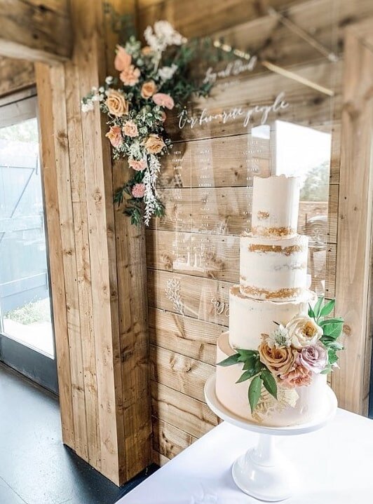 Four tier pink semi naked cake with fresh flowers.jpg