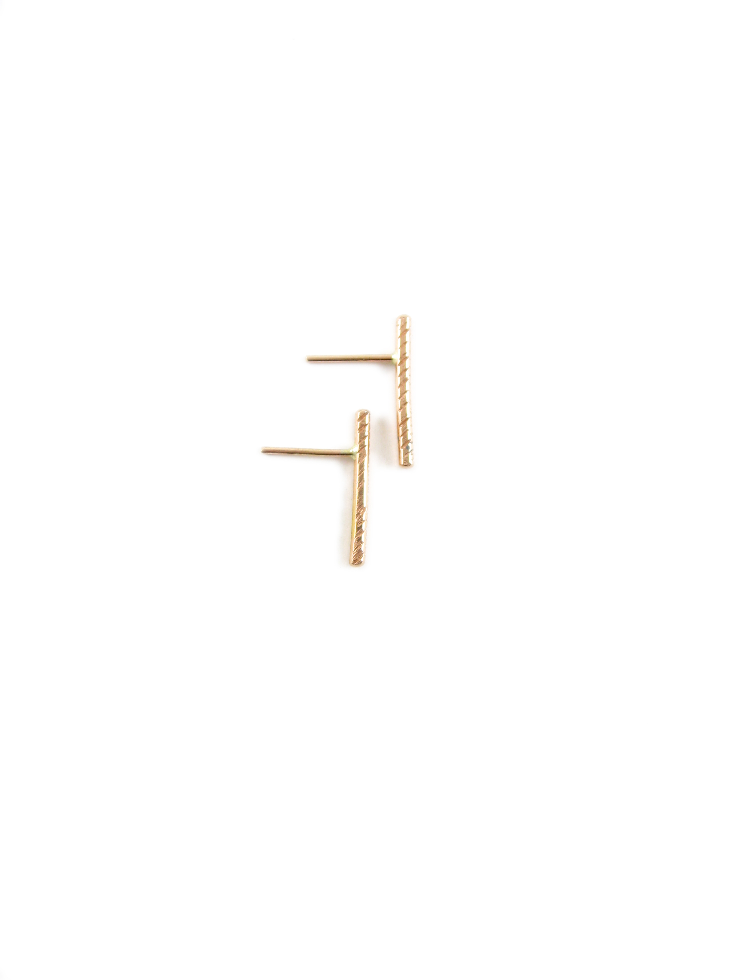 Copy of EXTRA SHORT GOLDEN STEM EARRINGS - RECYCLED 14K GOLD - Sharon Z Jewelry SOldi Gold stud earrings Made in San Francisco