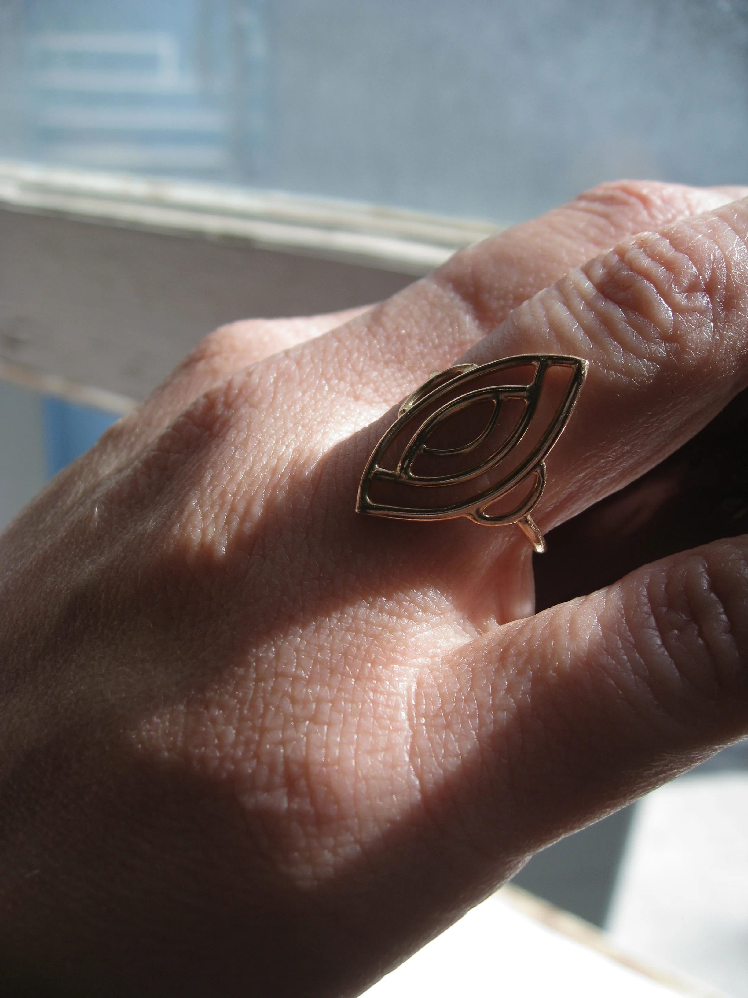 Marquise statement ring - evil eye ring - solid 14 karat recycled rose gold -Rose Gold - Sharon Z Jewelry - Made in San Francisco
