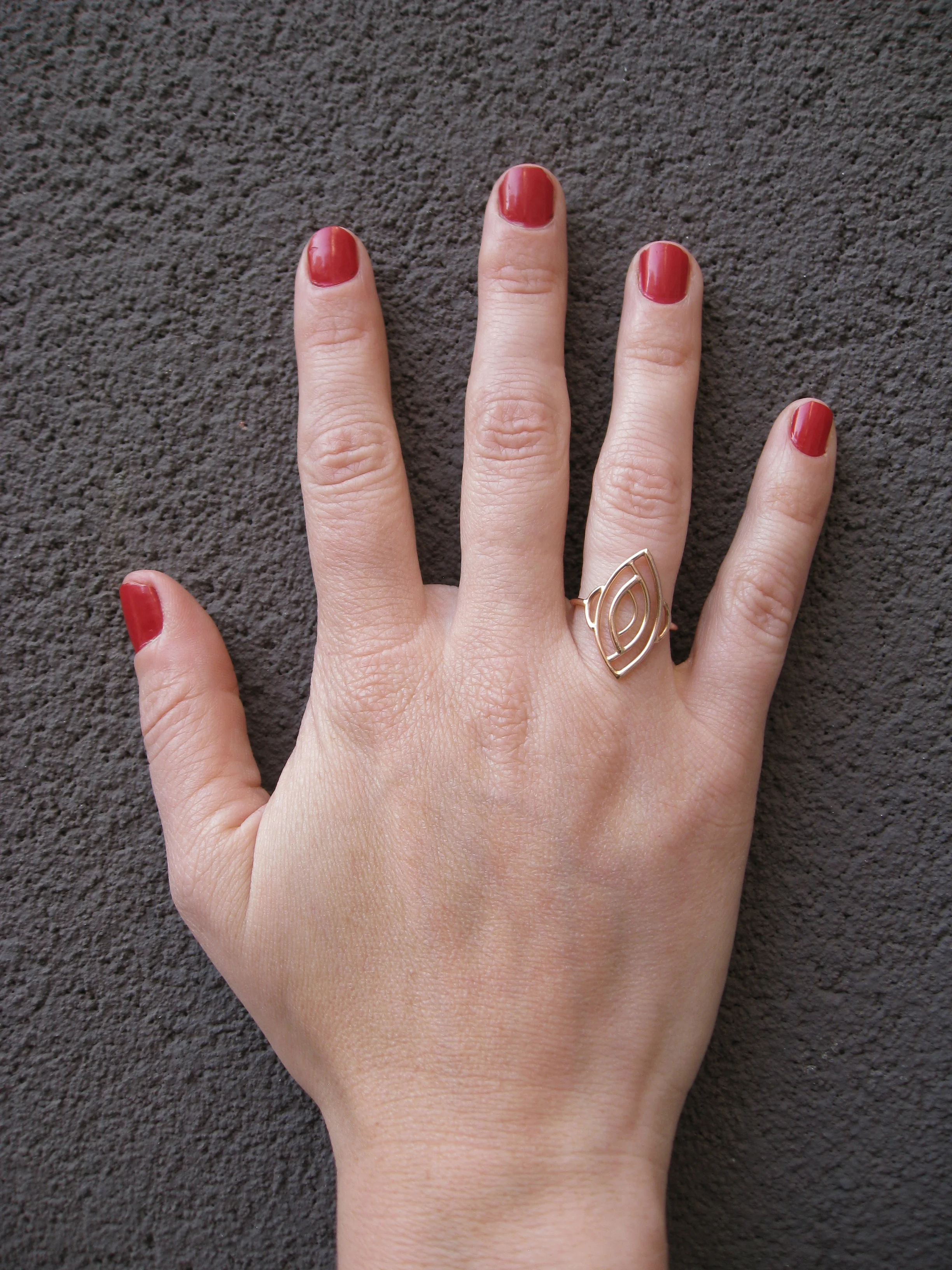 Marquise statement ring - evil eye ring - solid 14 karat recycled rose gold -Rose Gold - Sharon Z Jewelry - Made in San Francisco