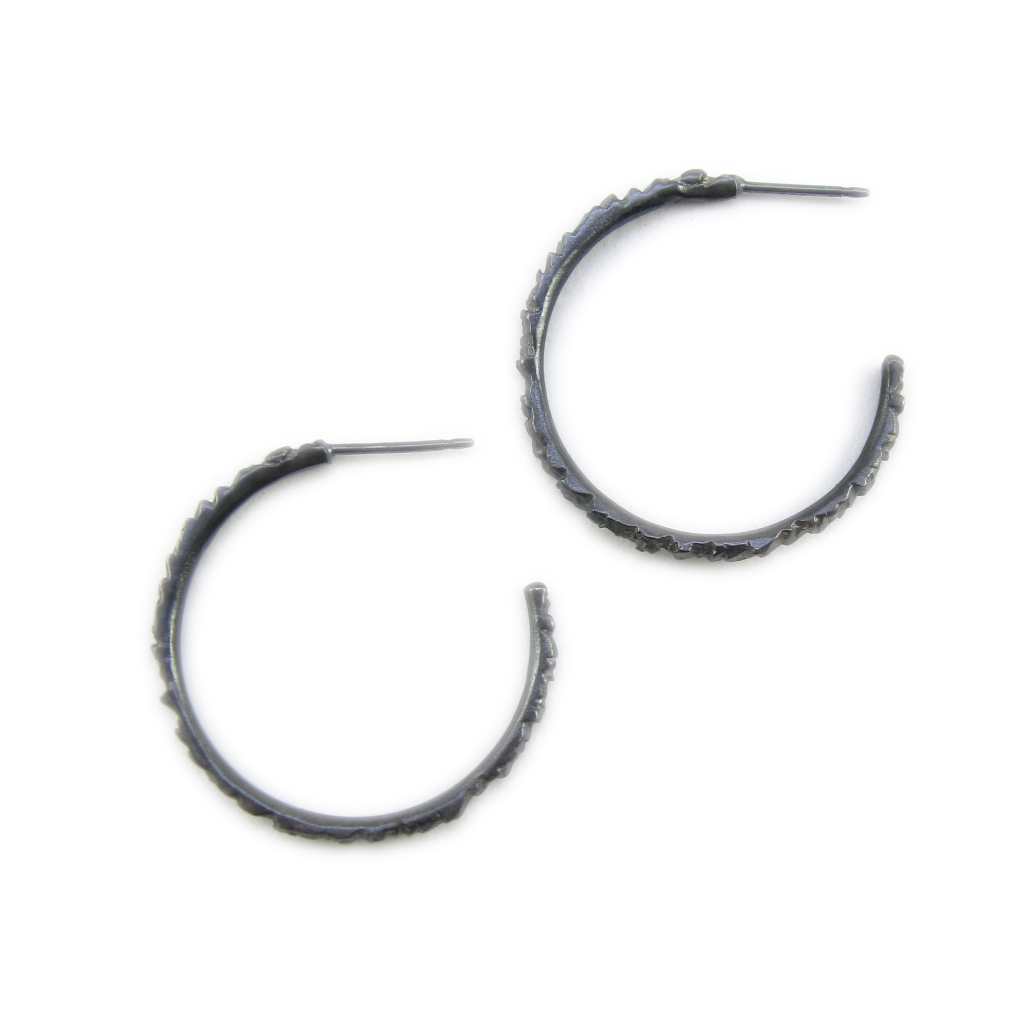Copy of meteorite hoop earrings | meteorite jewelry | unique earrings | hoops | handmade | textured hoop | recycled silver | oxidized silver | sharon z jewelry | made in san francisco | sharon zimmerman