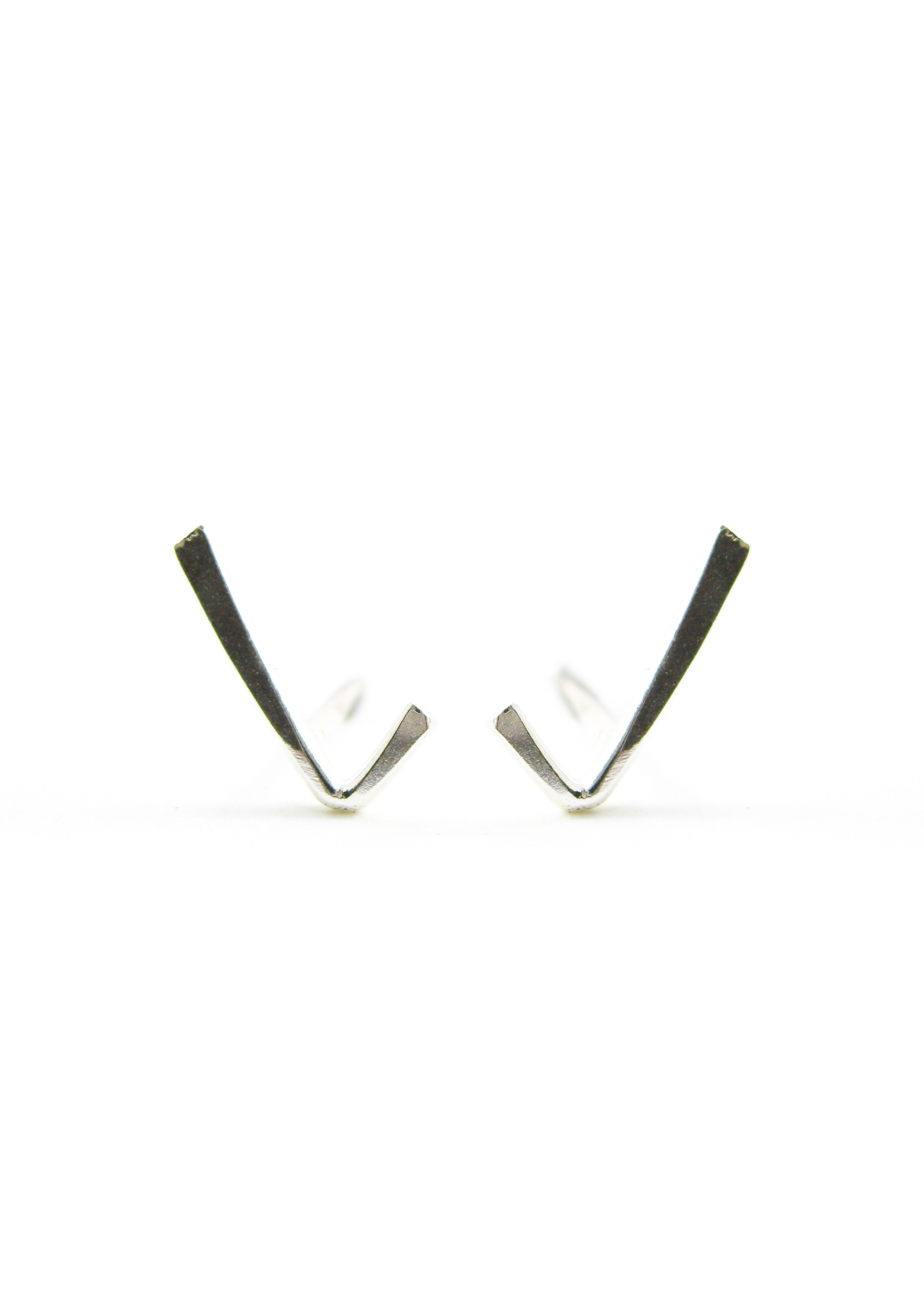 Copy of CHECK MARK STUD EARRINGS - SOLID STERLING SILVER - eco friendly recycled SILVER - sustainable Handmade in San Francisco Sharon Z Jewelry by Sharon Zimmerman