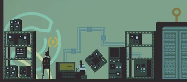 Flat two-dimensional profile perspective, stylized tech visualization