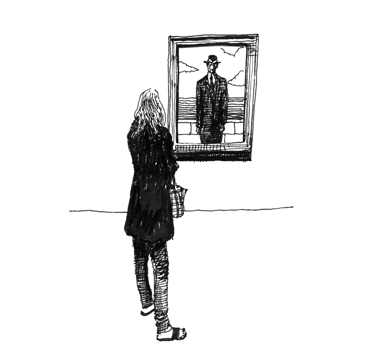 Suz looks at René Magritte, SFMoMA, San Francisco, 2018