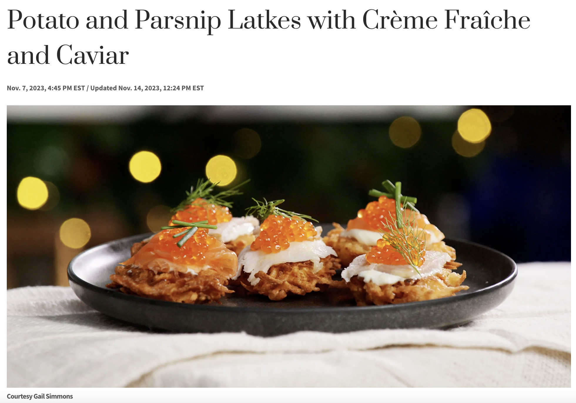 Potato and Parsnip Latkes with Crème Fraîche and Caviar