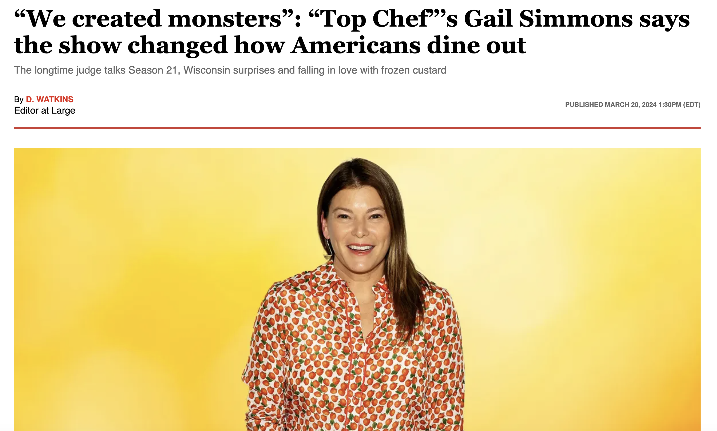 “We created monsters”: “Top Chef”’s Gail Simmons says the show changed how Americans dine out