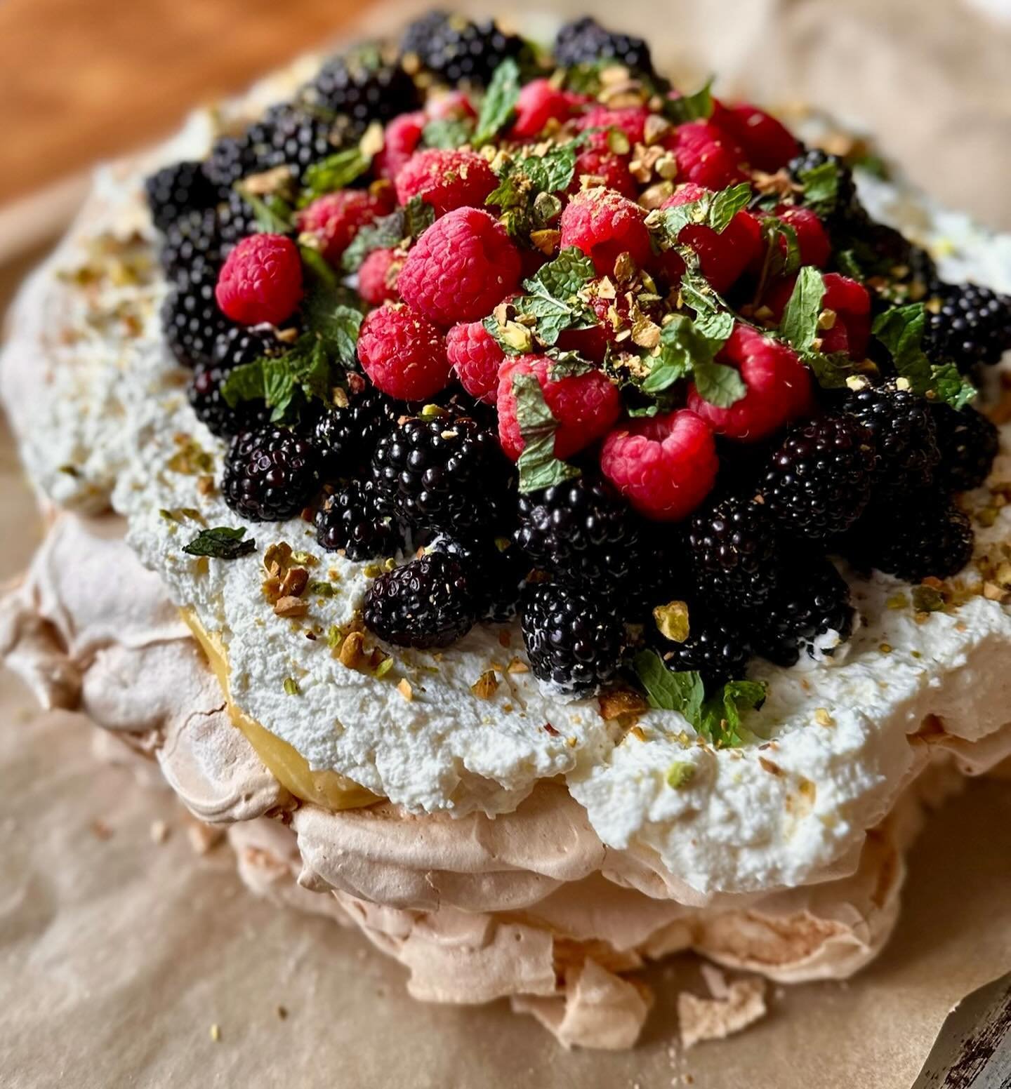 It&rsquo;s still Passover, and pavlova is still the most perfect dessert ever created. Layers of meringue, lemon curd, whipped cream, berries and pistachios. A little torn mint. Impossible to resist.