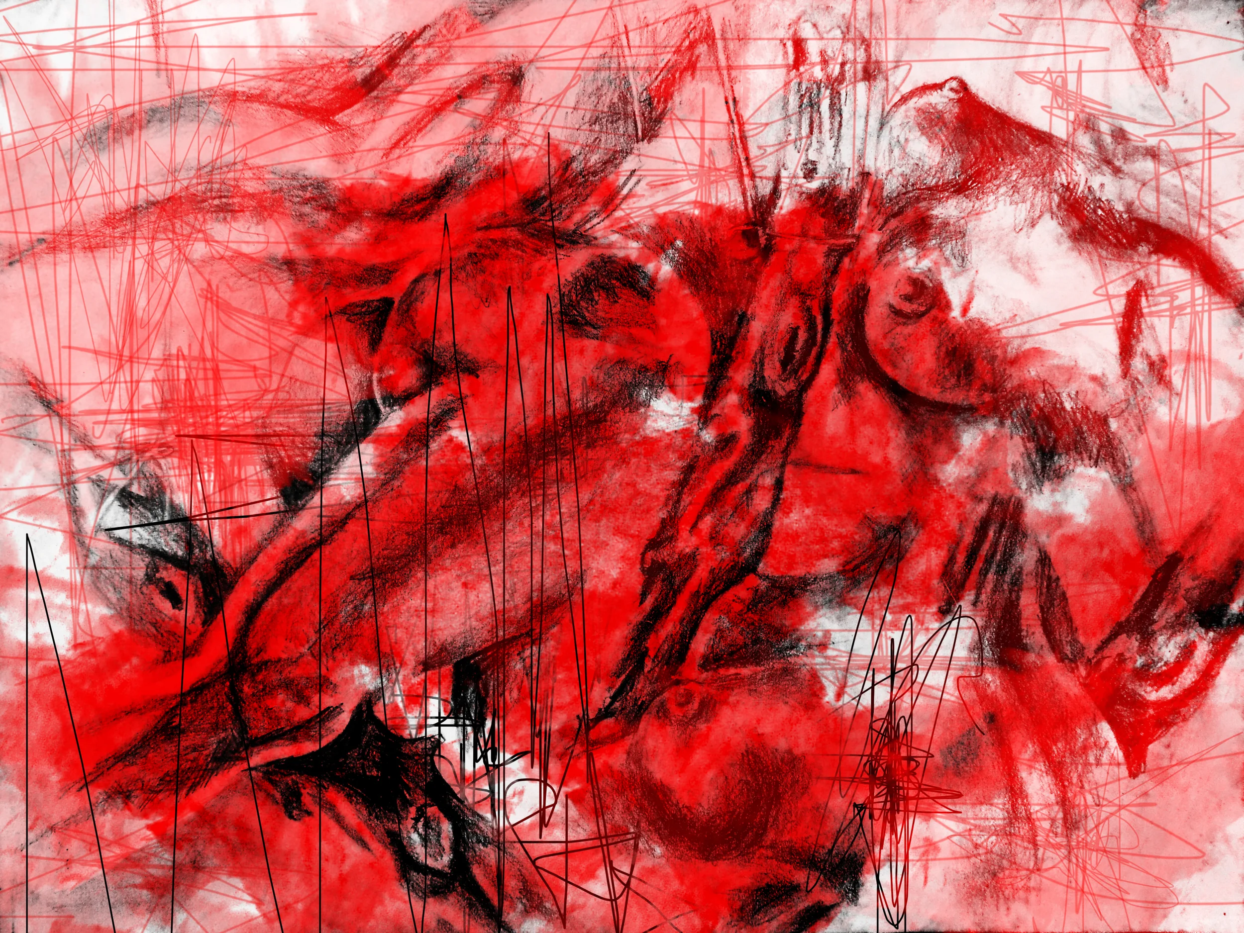 Playful Passion - Charcoal and Digital Manipulation - Print For Sale - Society6.com/gigglestorm