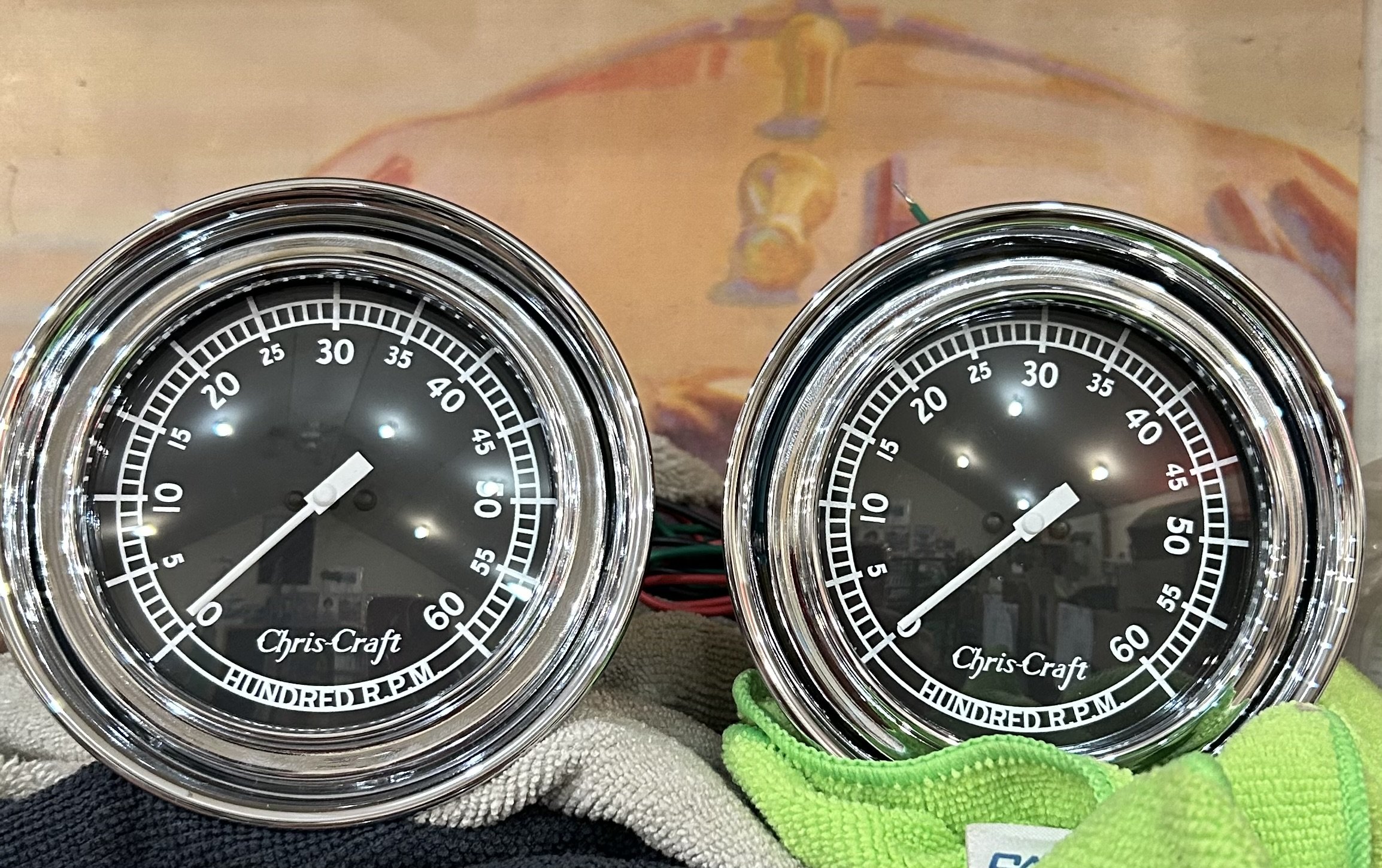 Post war Chris Craft tach electric conversions 