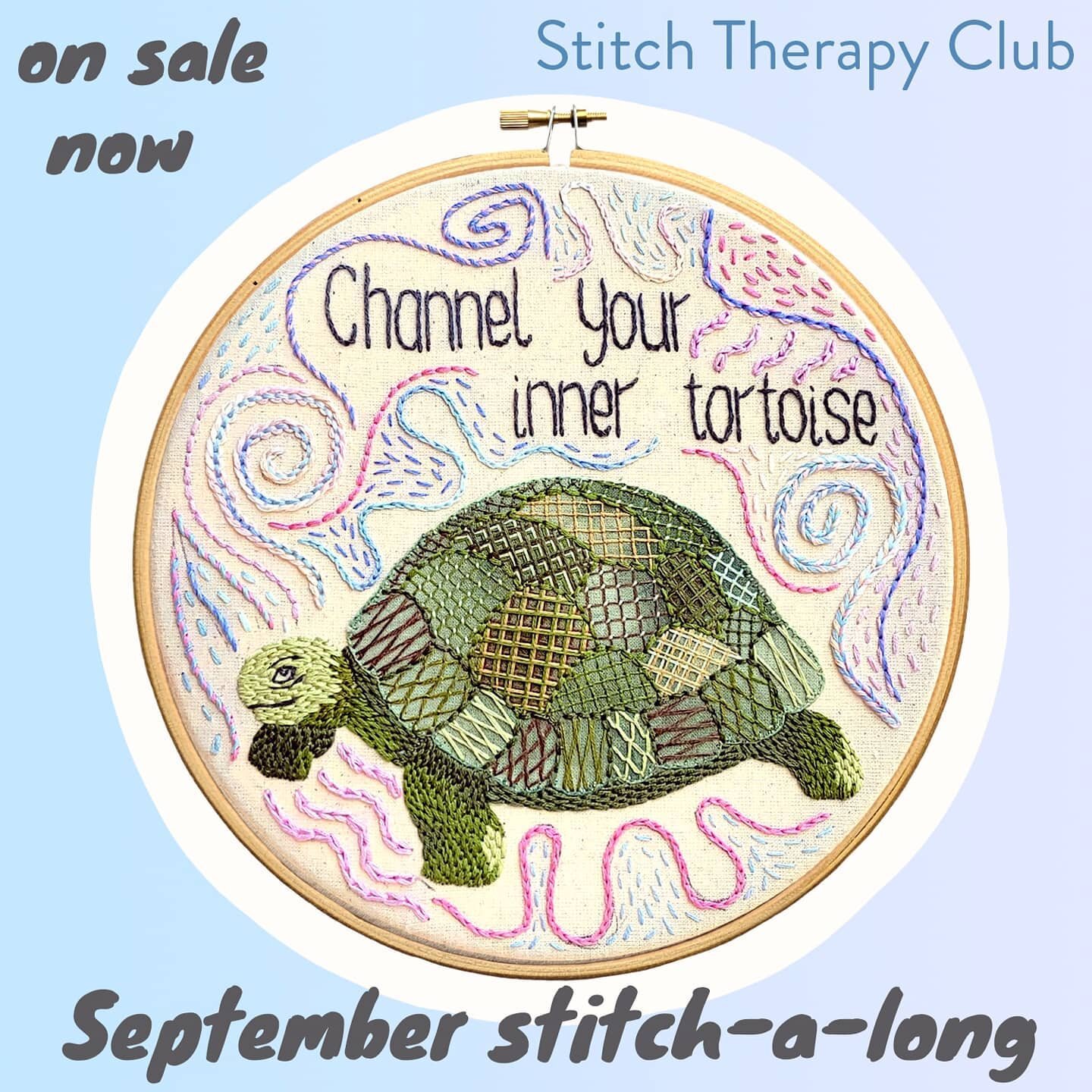 The Stitch Therapy Club stitch-a-long is BACK after taking a break for August, and i'm super excited to share with you September's stitch-a-long! 'Channel your inner tortoise' is a phrase i'm often saying to STC stitchers, as I want embroidery for yo