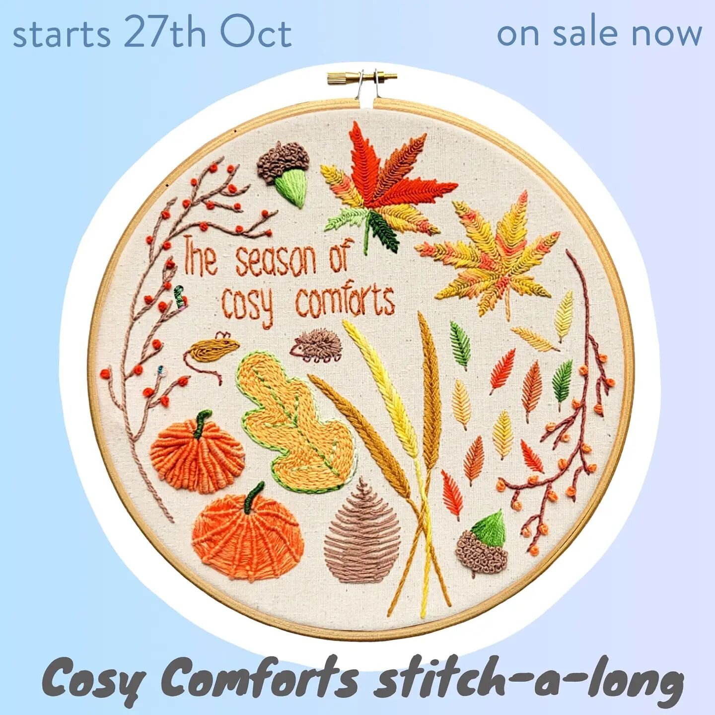 A big welcome to our Autumnal stitch-a-long in which we&rsquo;ll be celebrating the cosiest time of year with the warmest colours and crispest of textures. This s-a-l is another great one for anyone looking to expand their repertoire of stitches. We&
