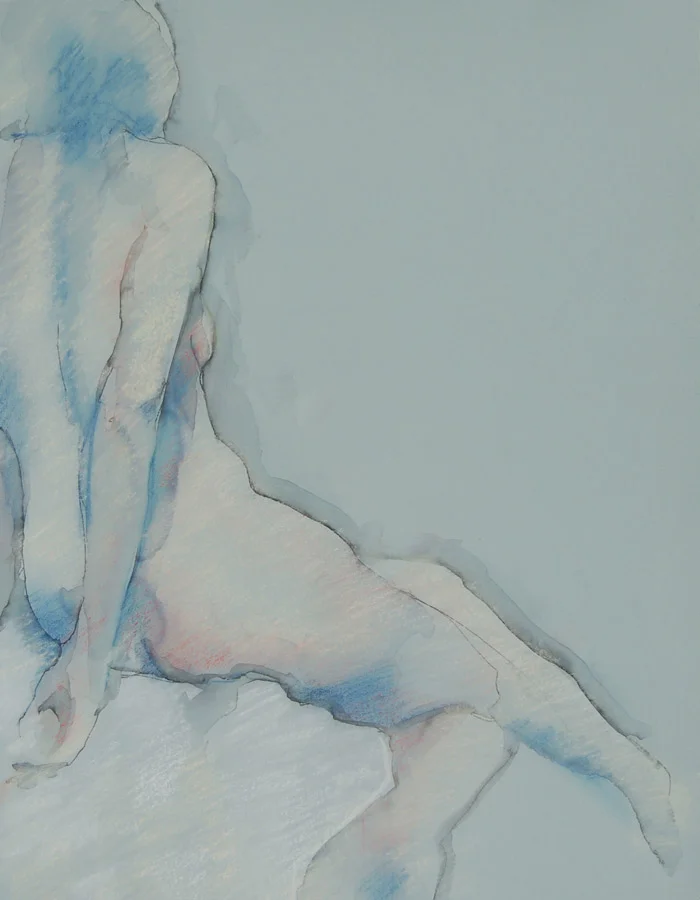 Figure in Blue 1 pastel, ink 12" x 9" 20" x 16.5" framed $800