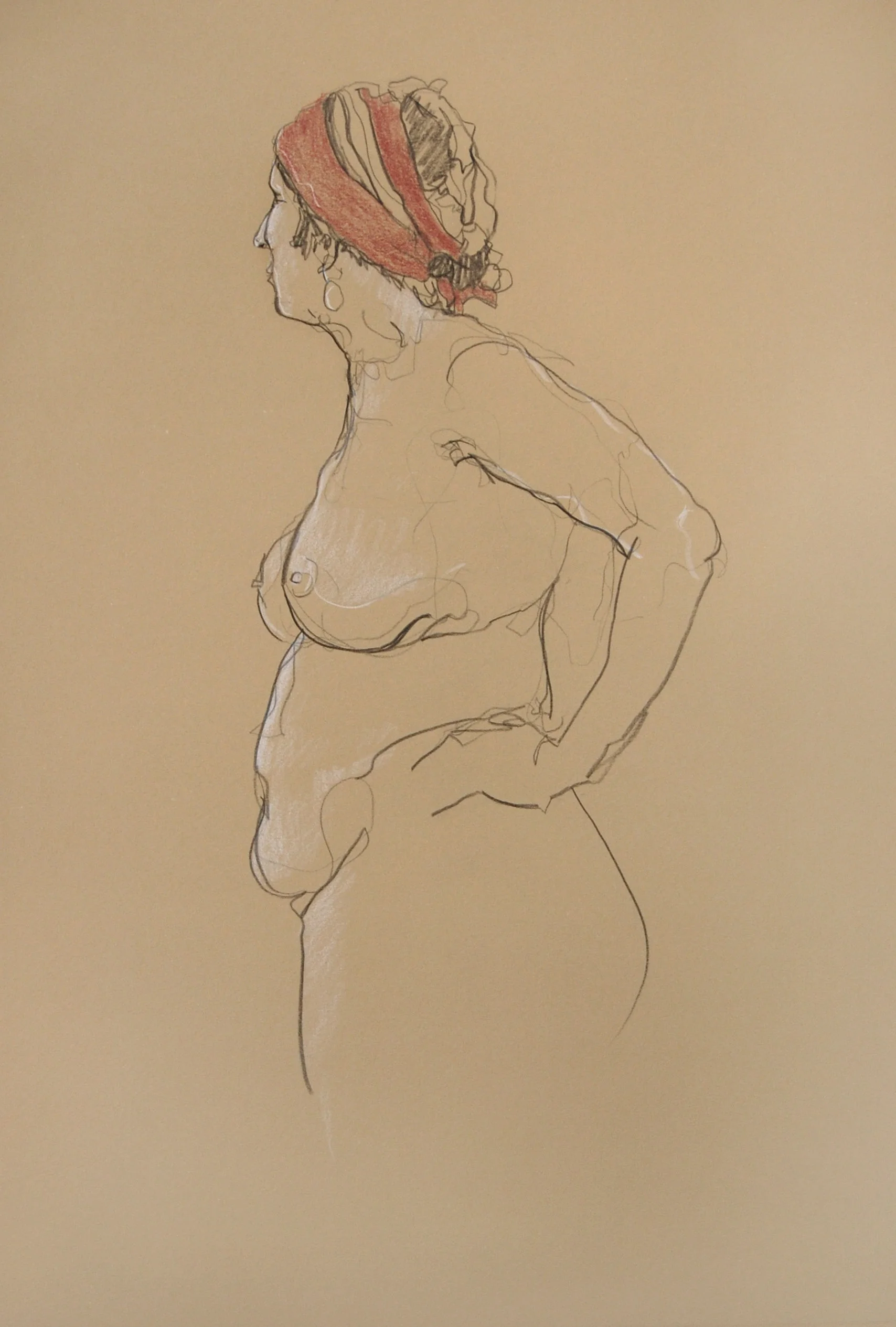 Figure in Red Scarf 2 colored pencil $800