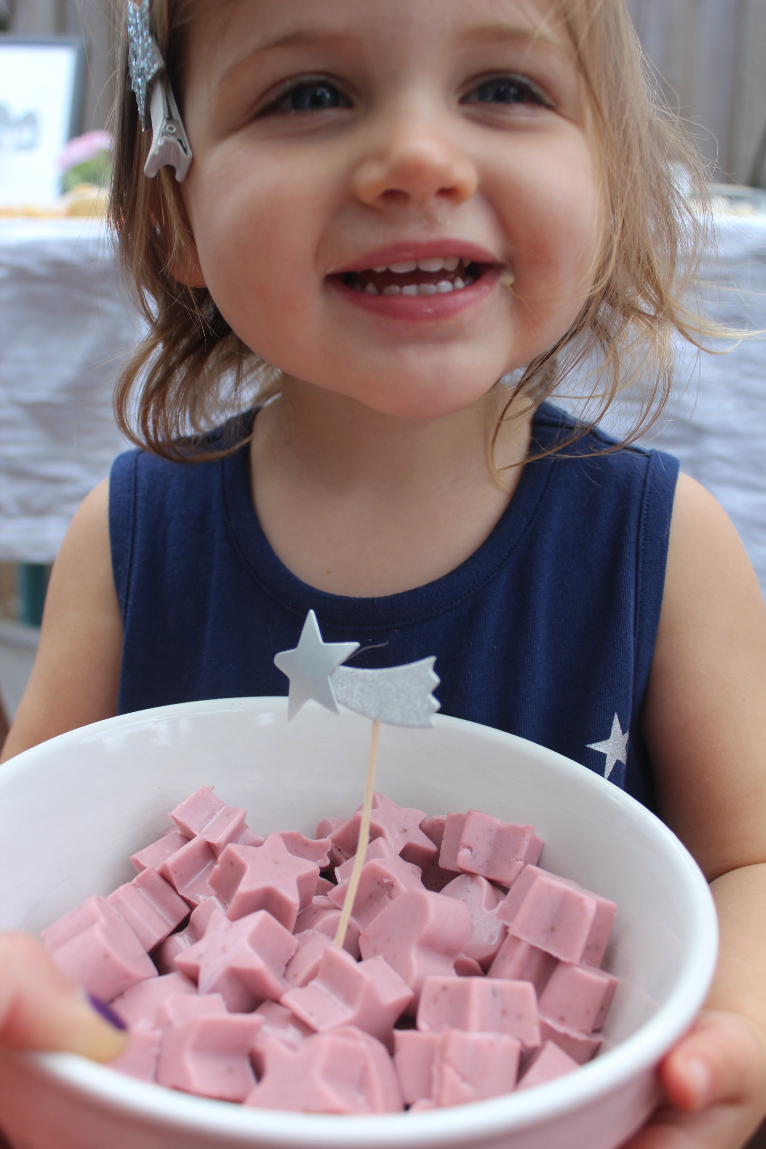 Skye with her Strawberry Smoothie Gummies, recipe by Training for Chocolate's 