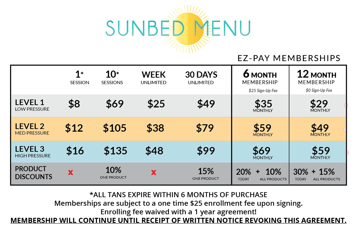 TANNING MENU & PRICING Healthy Glow Tanning Boutique