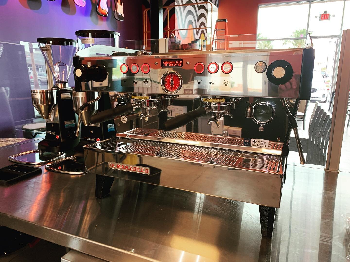 Classic Rock Coffee on Silverado Ranch is coming along nicely! Call us if you are looking for some new equipment for your shop. #lasvegascoffee #lasvegascoffeeculture #lamarzocco #puqpress #mazzergrinder