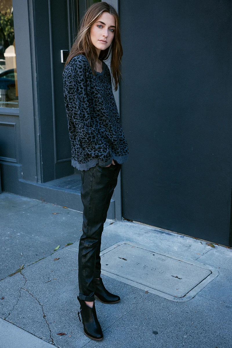 R+A cashmere boatneck, R+A distressed leather pants, Humanoid ankle boots