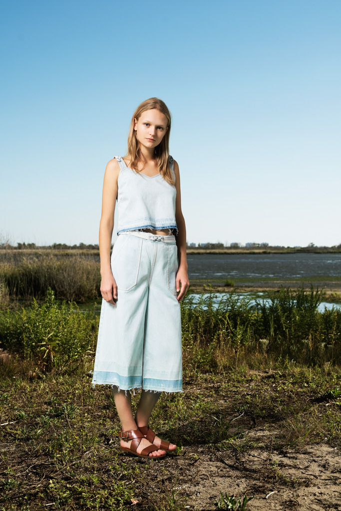 SEA Washed Out Culottes with Braided Belt