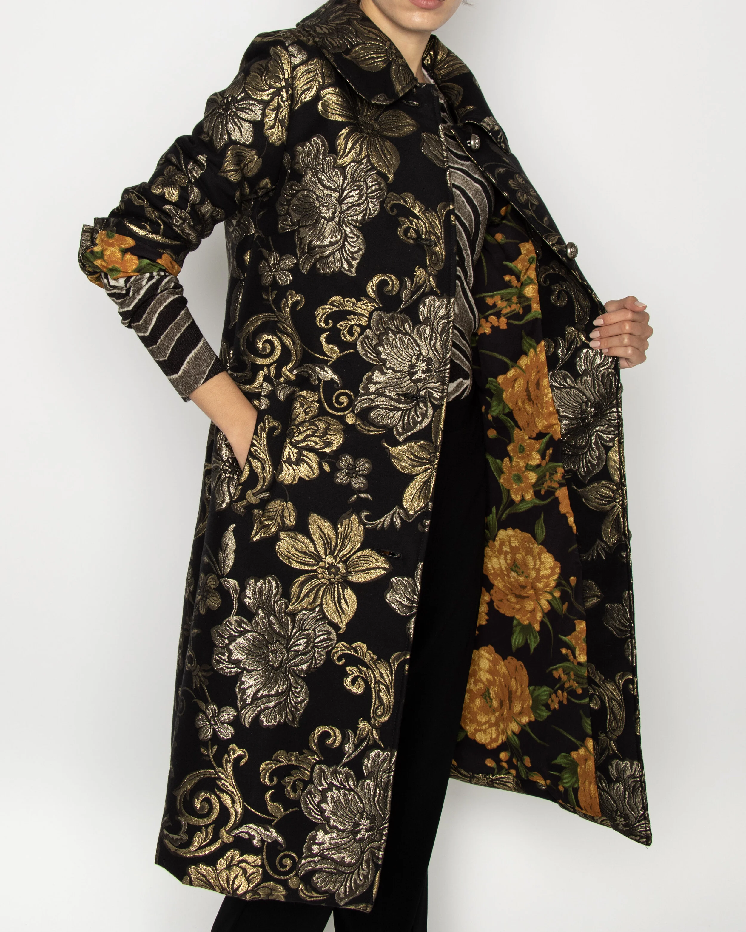 black jacquard coat