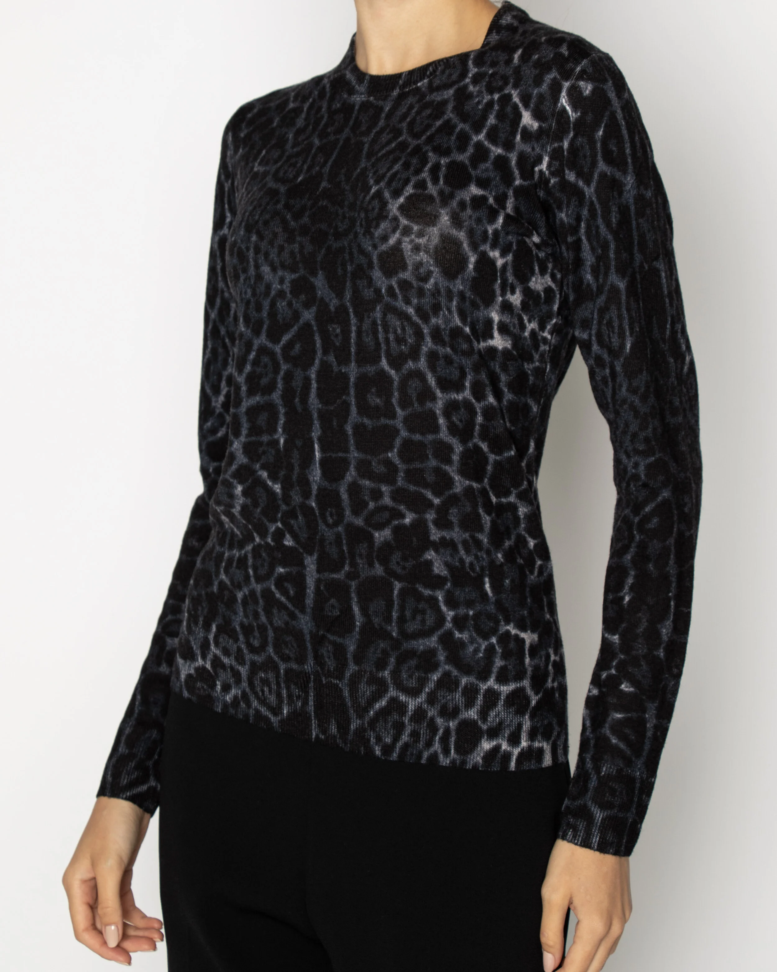 blue leopard sweater