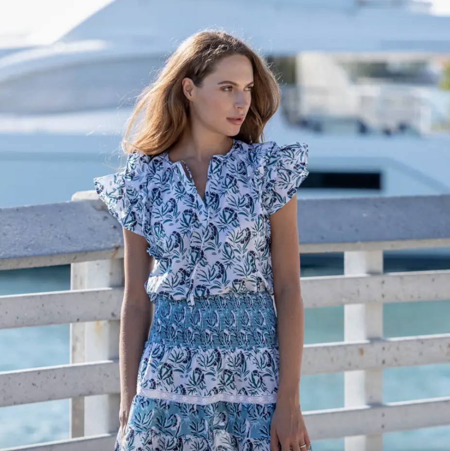 Bindu Iris Top blue print