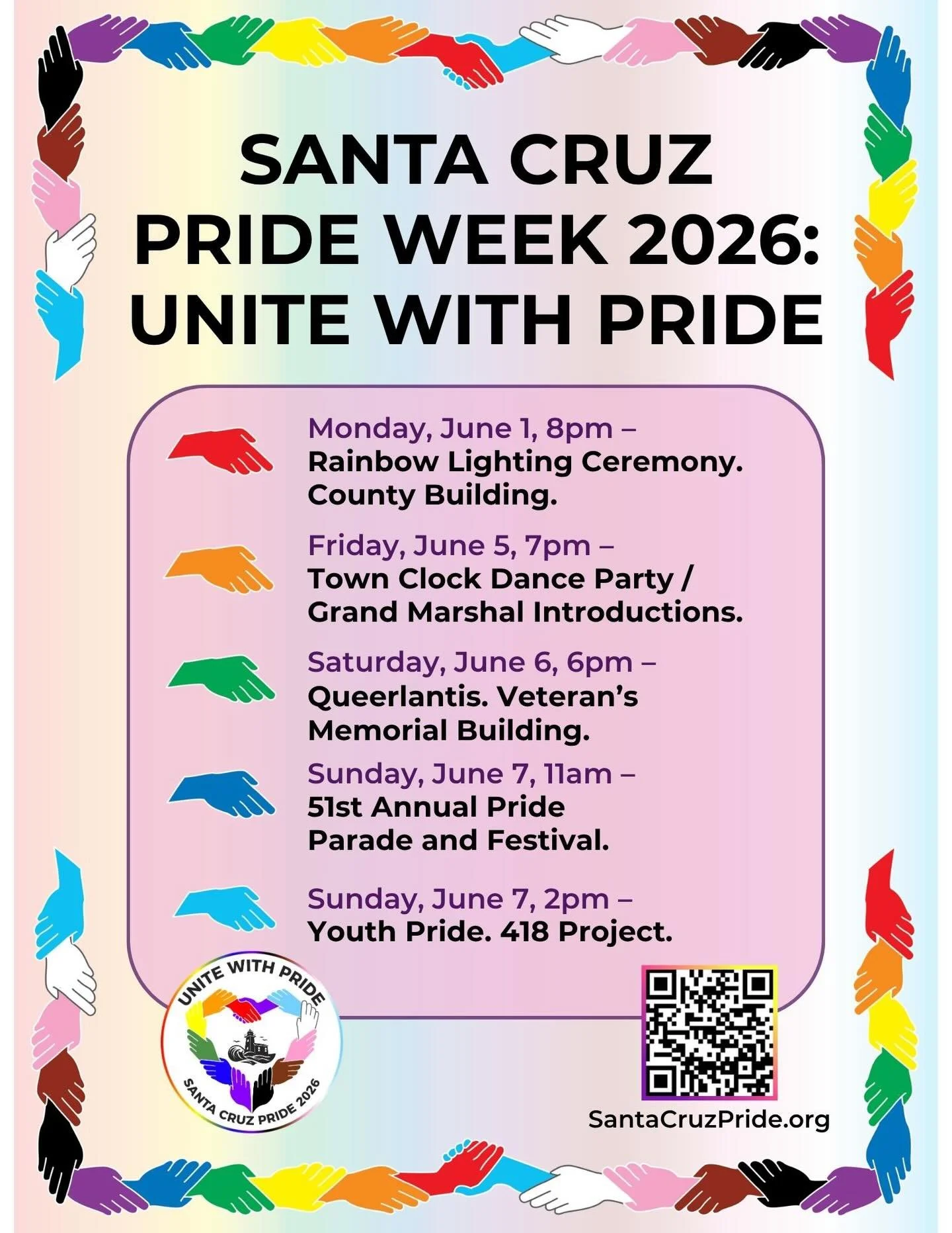 We're officially one month out from our Annual Pride Parade and Festival!! 

Take a look at our week of events and come join the fun 🎉

Stay tuned for other things happening around town. 

Happy (almost) Pride! 🏳&zwj;🌈

@queerlantis @downtownsanta
