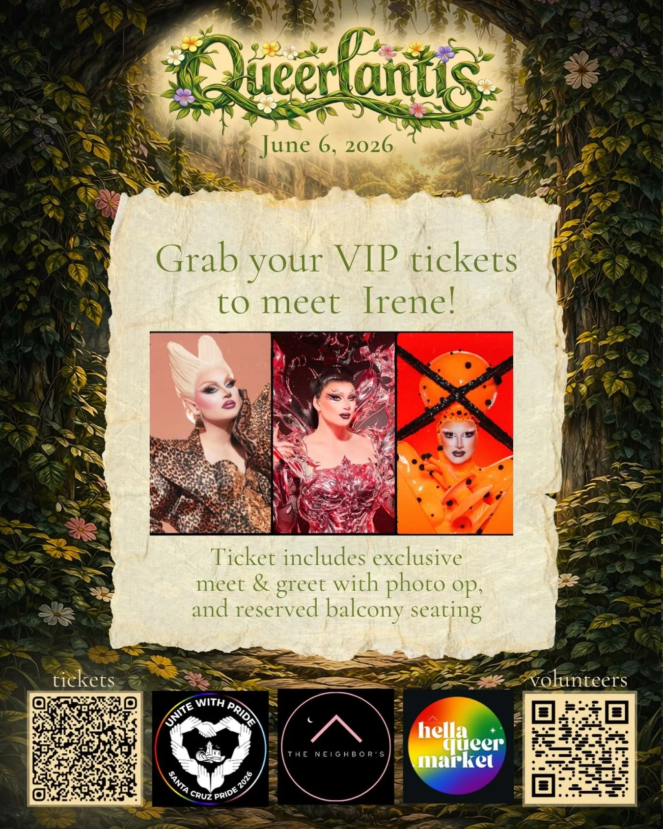 Irene the Alien will be at Queerlantis&hellip;now what? Grab your tickets to meet her and take some pics! All you need is yourself and your phone/camera - we&rsquo;ll take care of the rest! 📸 Meet &amp; Greet will run from 7:30pm-8:30pm, only availa