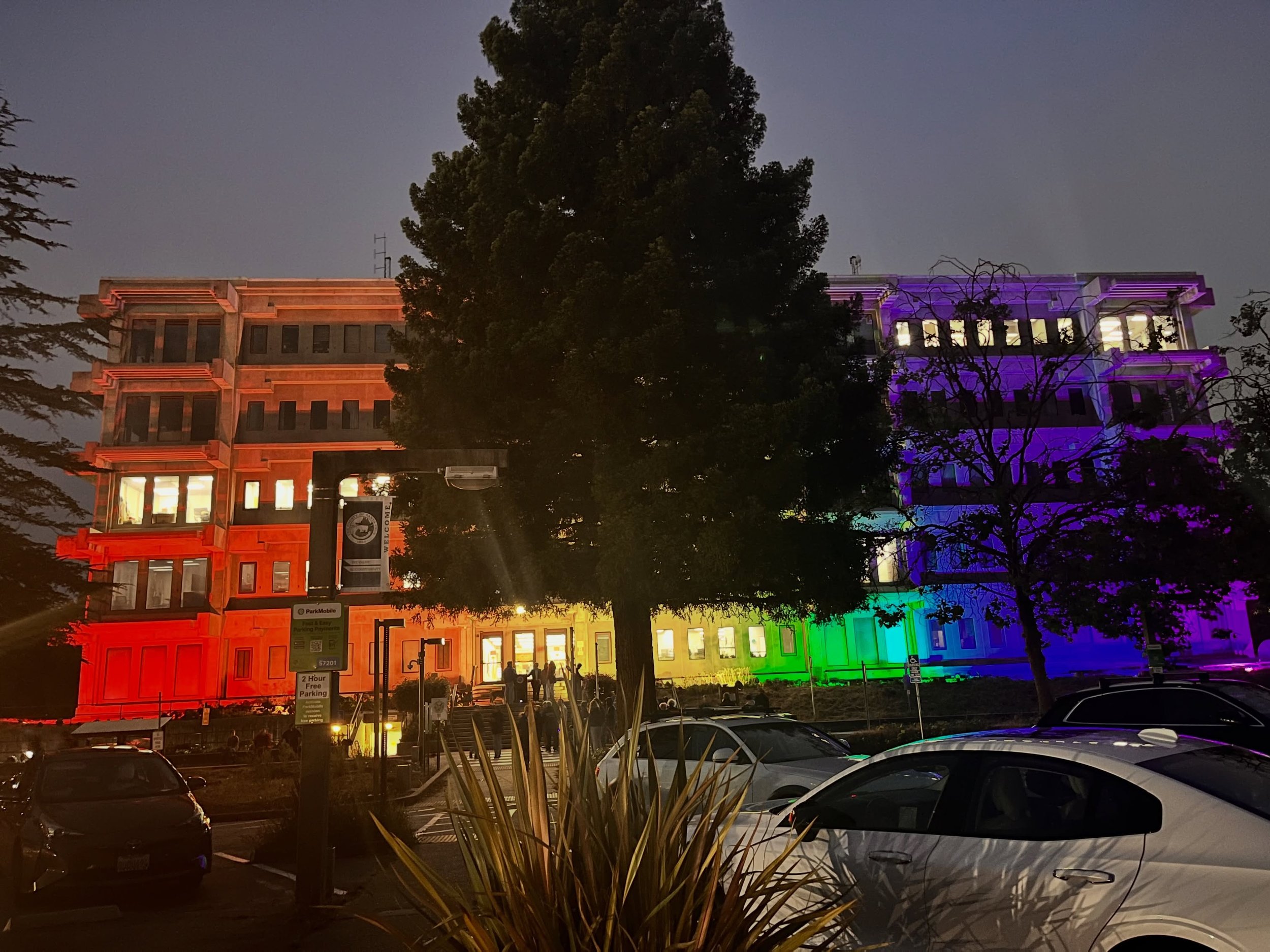 Last night we had our second annual IllumiNight to light the county building in rainbow colors. Supervisor Monica Martinez, with support of  Supervisor Kim De Serpa and Supervisor Justin Cummings, issued a proclamation that June is officially pride m
