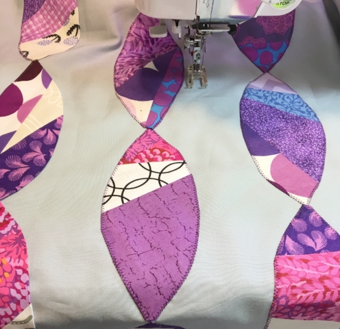 Second petal row is stitched