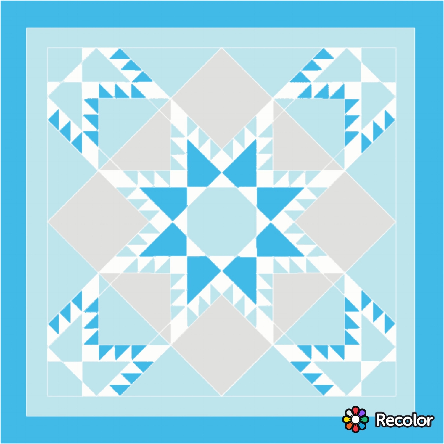 This lap quilt layout is two 36" Fierce Feathered Star blocks arranged an on-point settling.