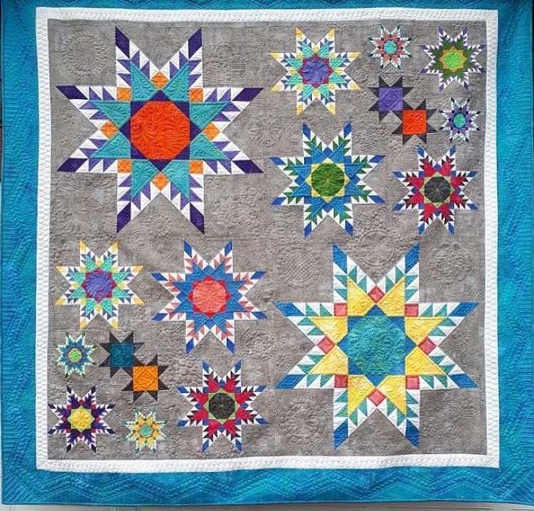Kelly Levant 's quilt pictured here (her photo) called Summer Stars was recently accepted into Quilt Canada 2018! Congratulations, Kelly!