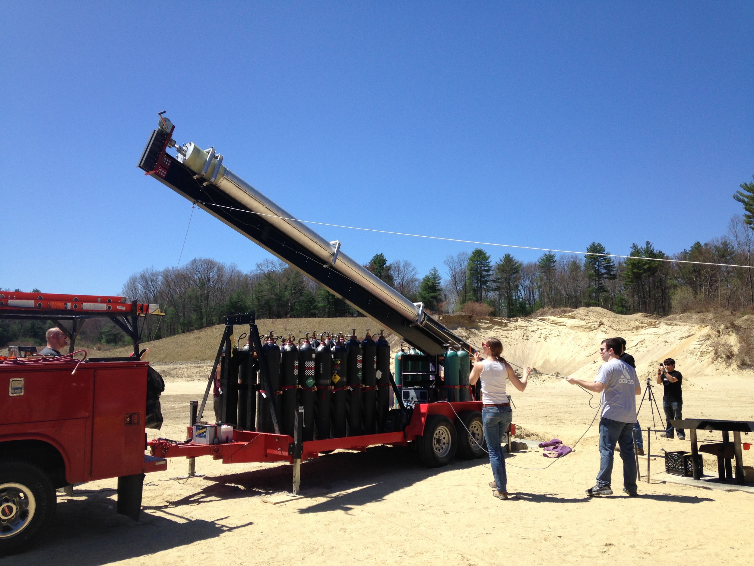 Guiding the beam as it lifts Starscraper into position.