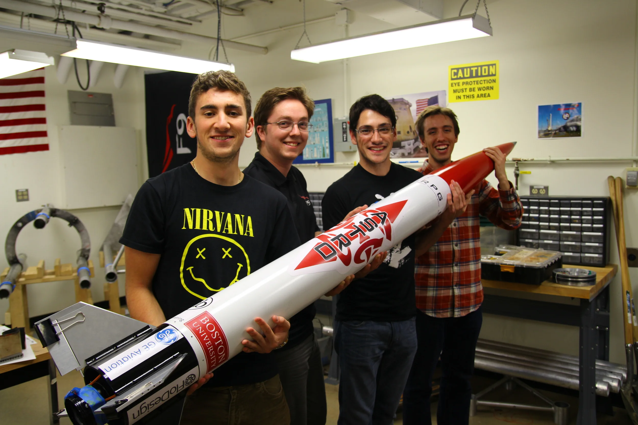  (From left to right) Doug Lescarbeau, Tom Halstead, Joe Beaupre and Jarrod Risley holding ASTRo 