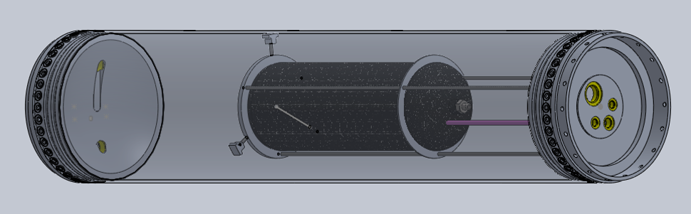 Concept model of fuel tank, showing internally mounted pressurization tank