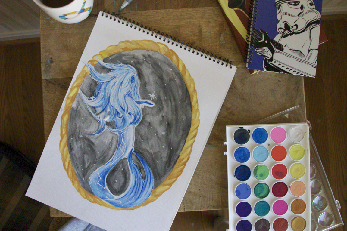 Original art watercolor mermaid