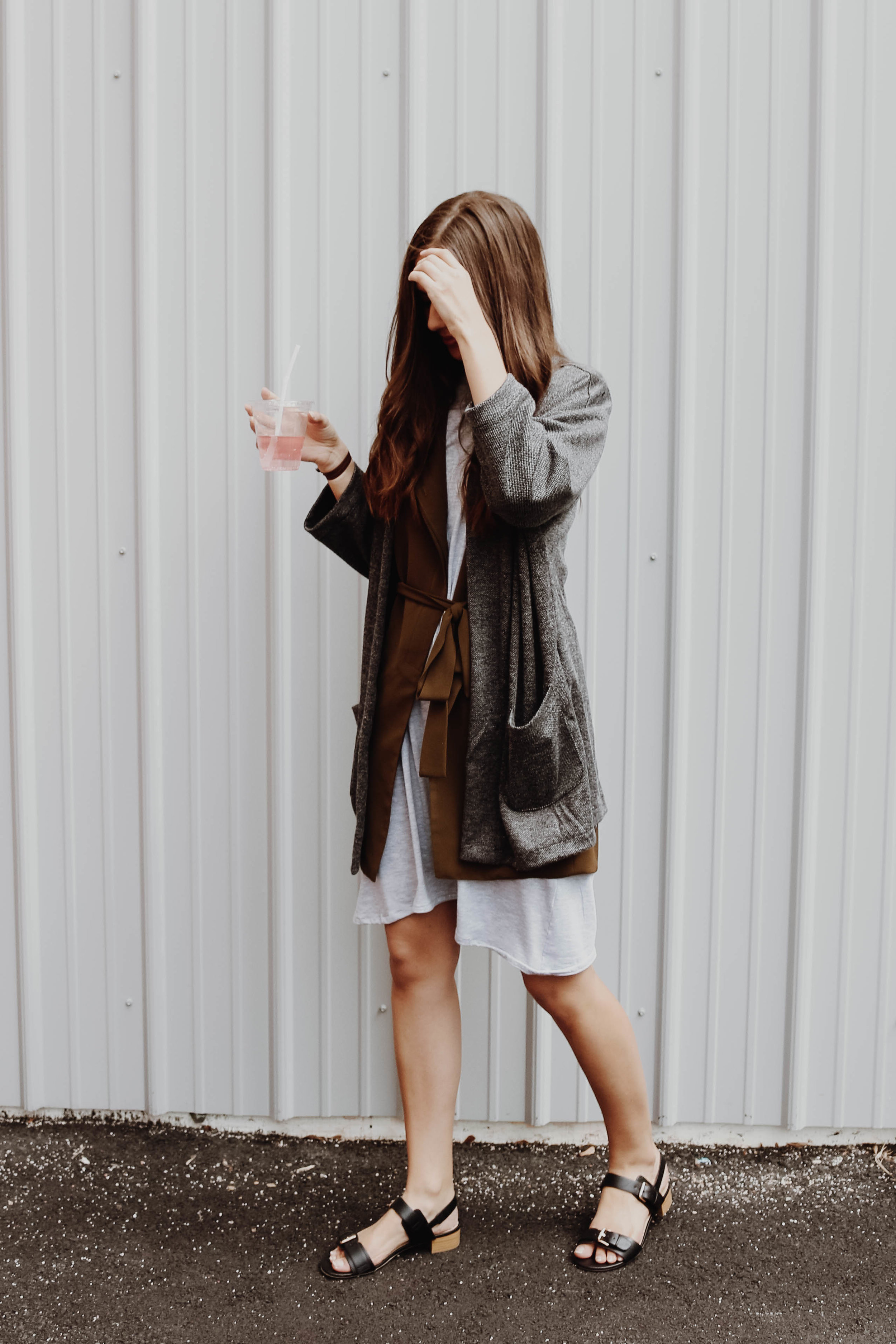 Maris Dress (Bamboo) - CassBurr Design / Asym Vest (Olive) - KAZZ 