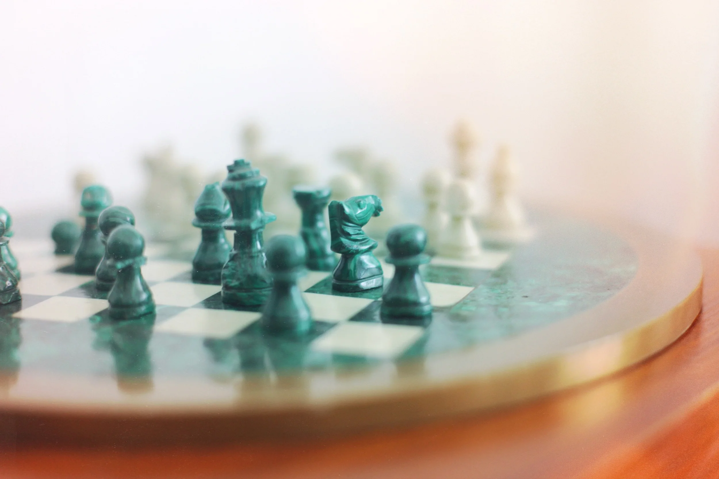 Malachite and Ivory chess pieces