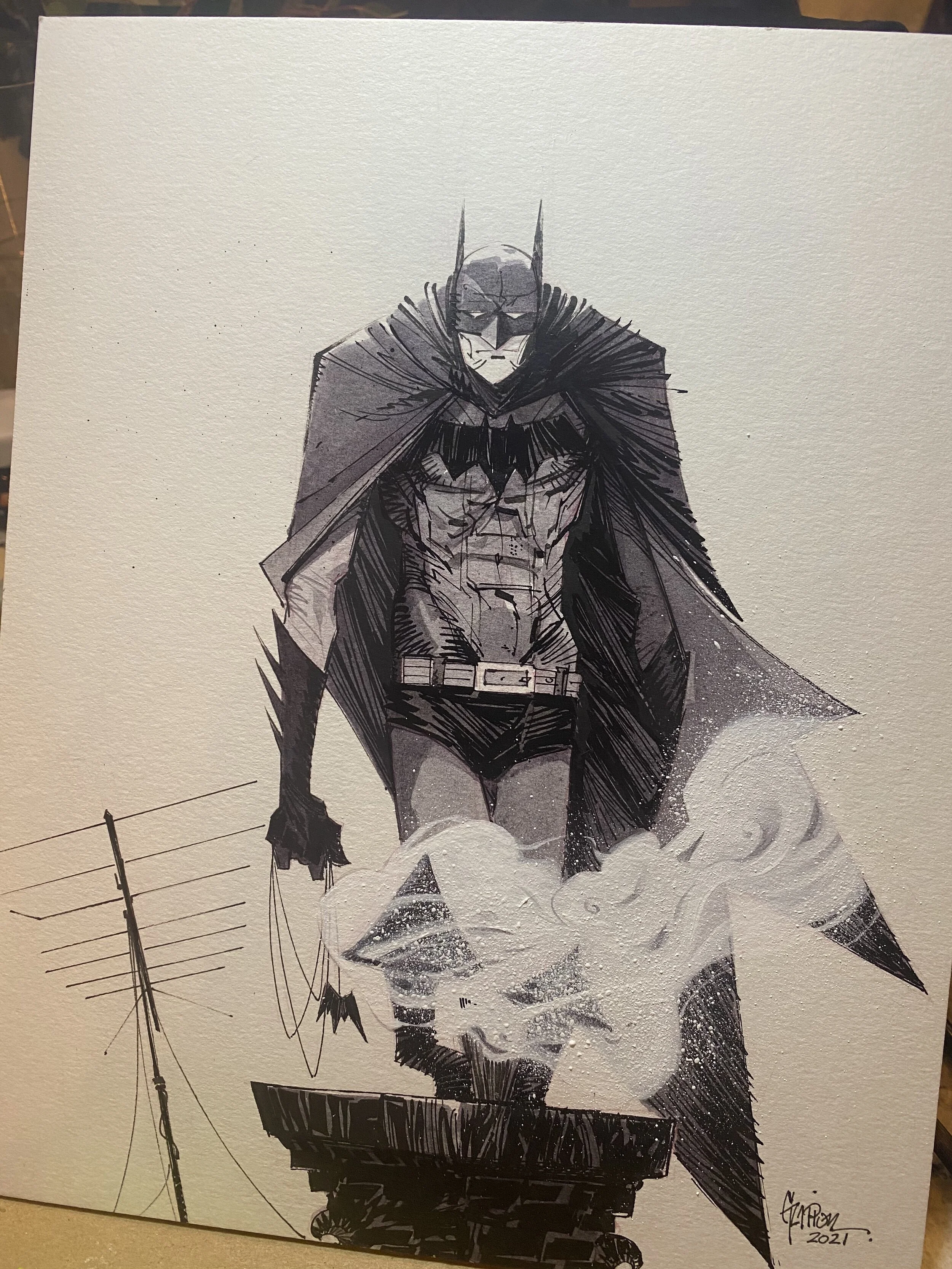 Rooftop Batman Illustration