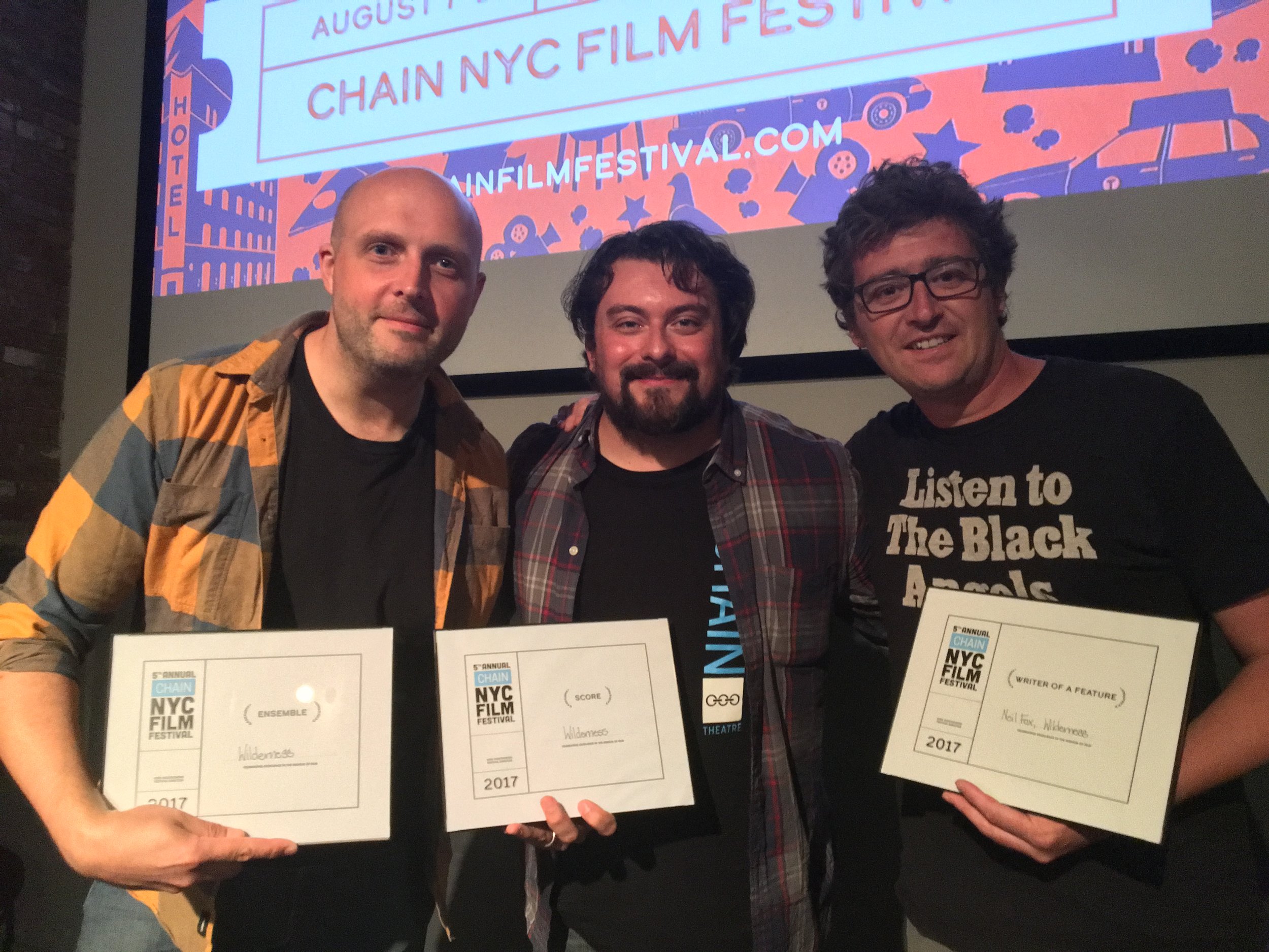 'Wilderness' director Justin, Chain NYC Festival Director Kirk Grotowski and me.