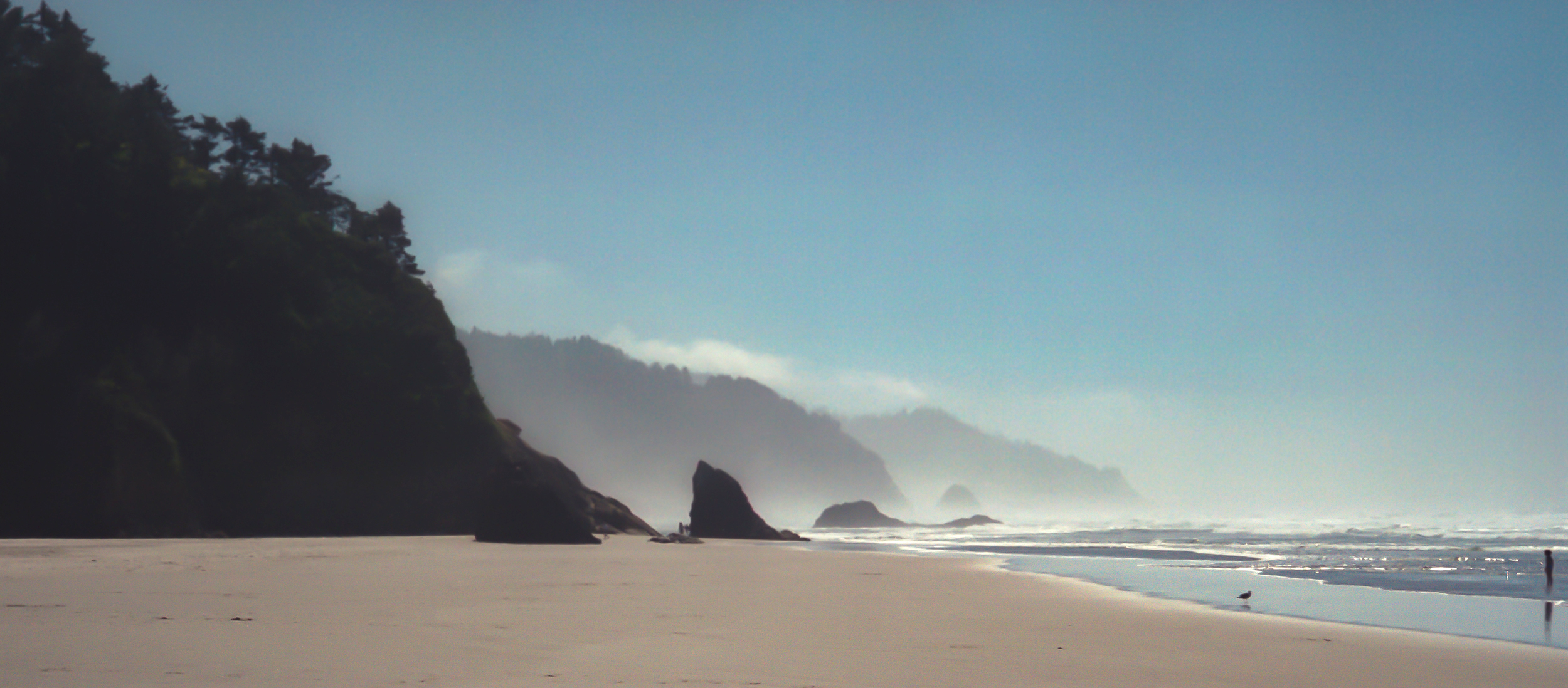 Cannon Beach, Oregon. August 1989. Restored from damaged Kodak Gold 200 35mm film negative.
