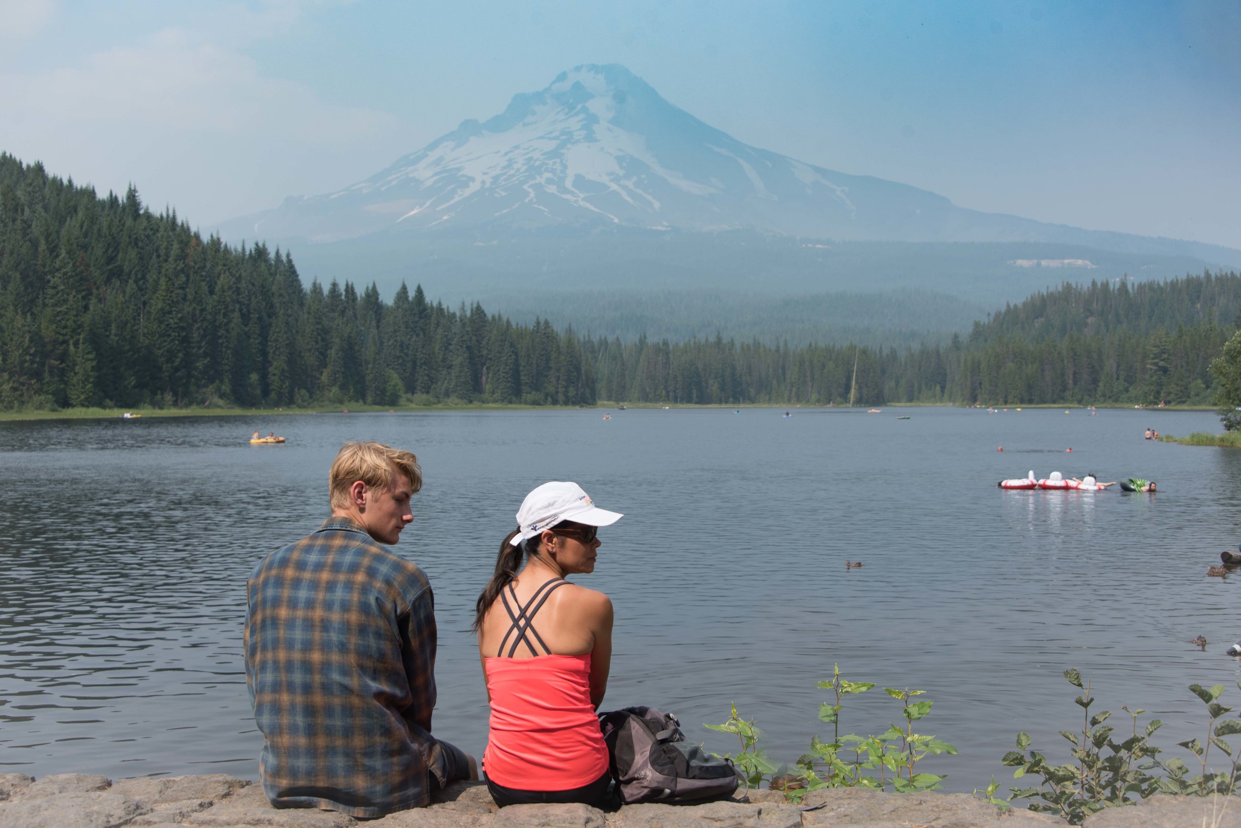 Hazy Mt Hood from Trillium Lake