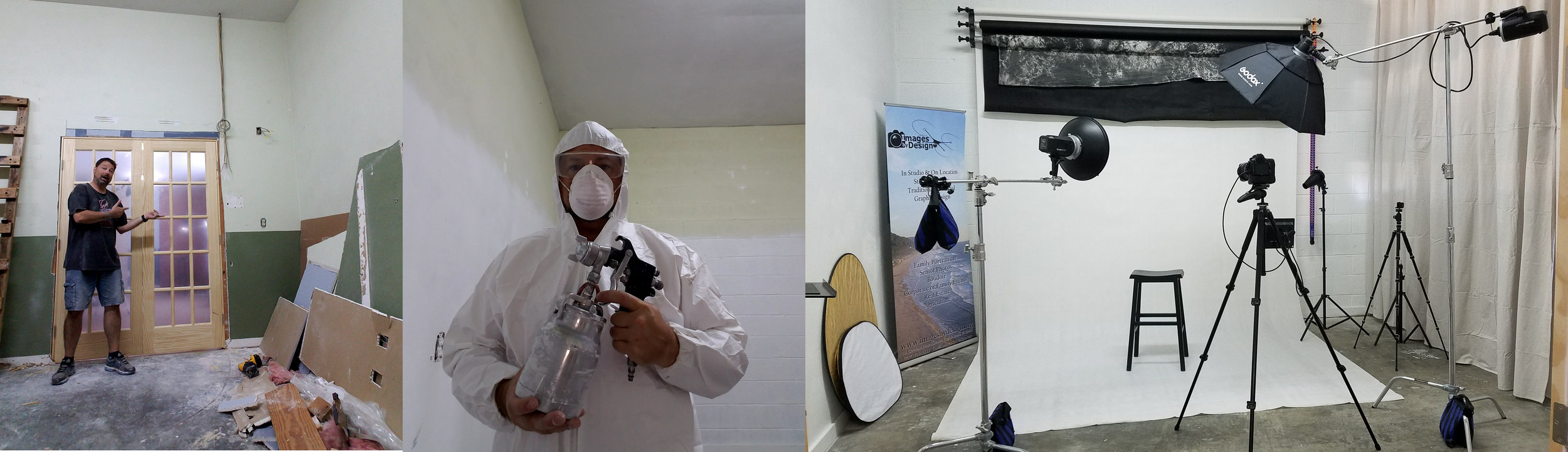 Turning a warehouse into a photo studio. ©2017 Images by Design