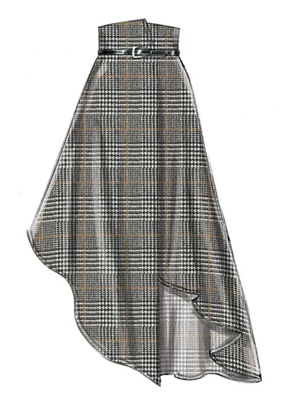 7813 HIP HEMLINES Unusual hemlines is what we can expect to find on the High Street this autumn. This sewing pattern from McCall's ticks all the boxes. The wrap style skirts has a number of great hemline variations and snap closures, and looks great worn with a belt to cinch in that waist! Available in sizes 6-22.