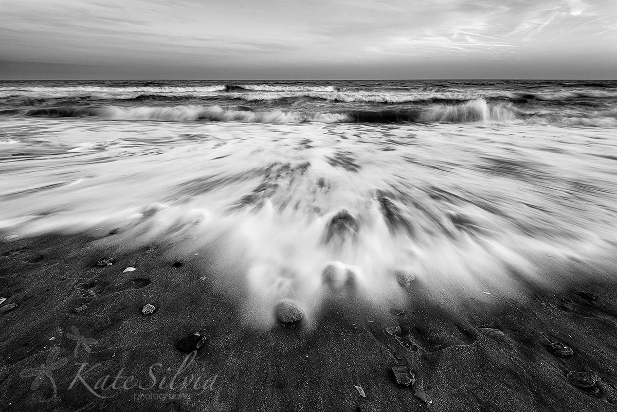 Folly Beach Wave Motion 2 The Approach BW.jpg