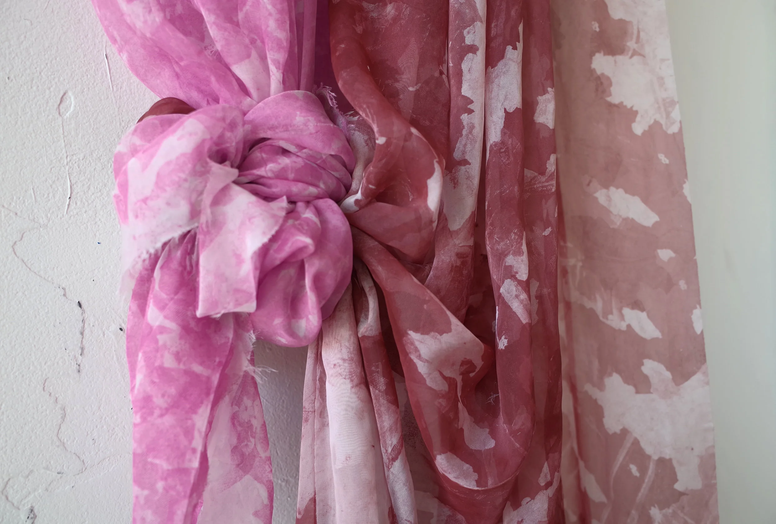 Bougainvillea/Ward Al Majnoon , (detail), silkscreen on chiffon, 2017
